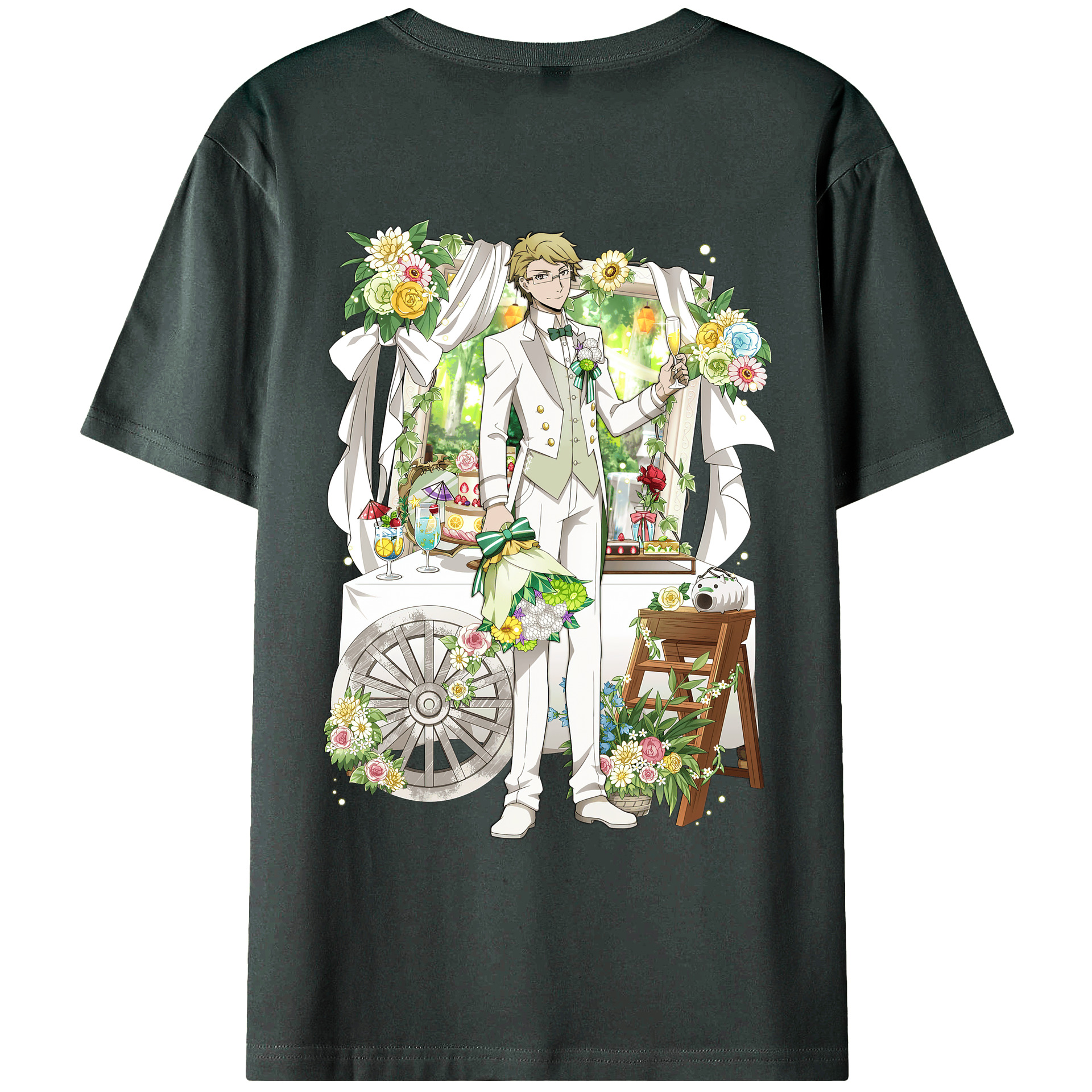 （画像用） 文豪ストレイドッグス Bungo Stray Dogs 綿100％ メンズ半袖Tシャツ（バックプリント） 通気性